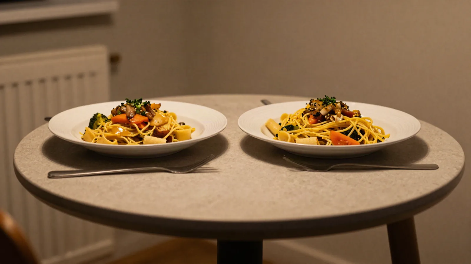 Dîner facile pour deux avec pâtes et légumes