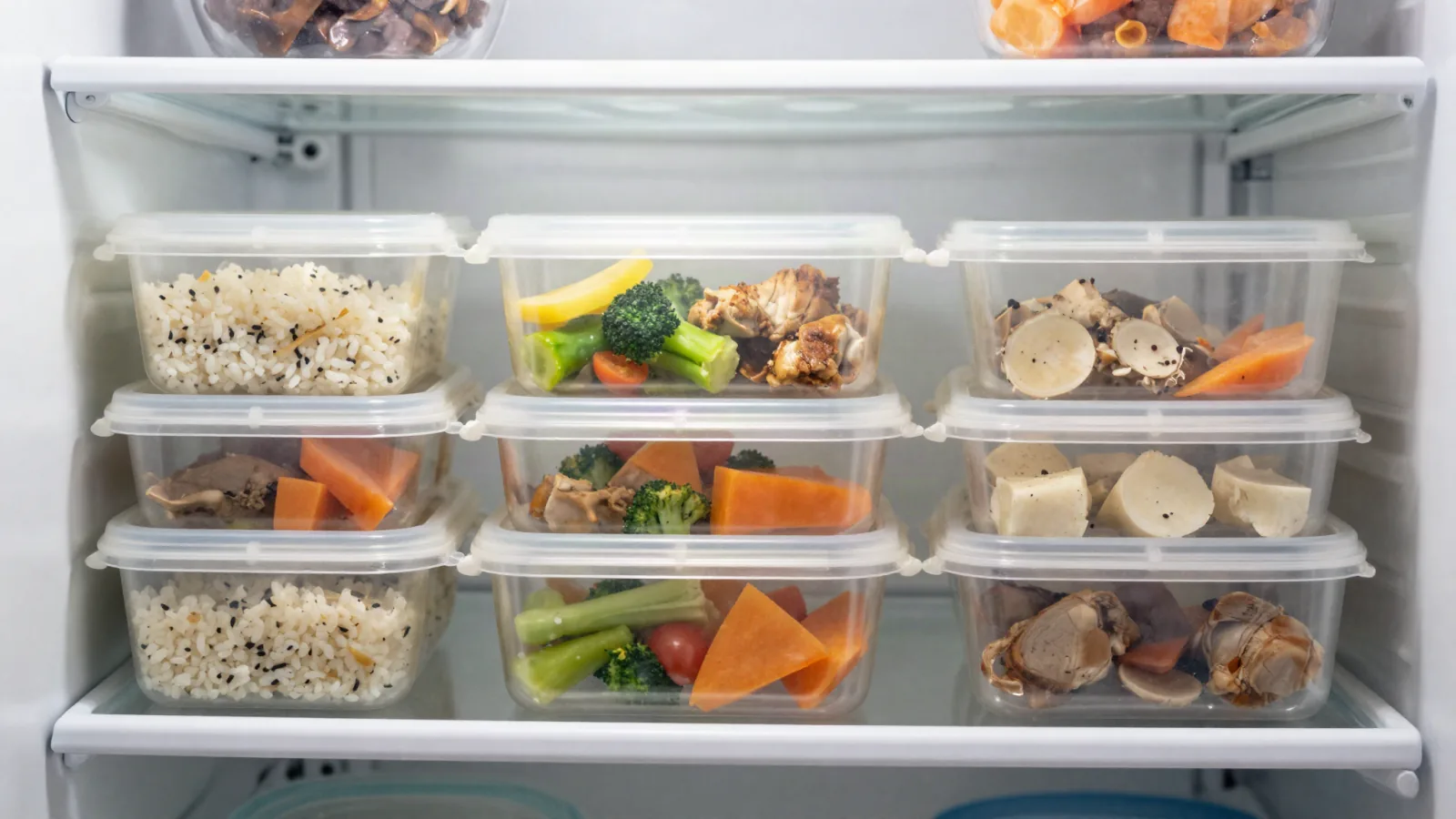 Préparation de repas maison organisés dans des boîtes pour la semaine